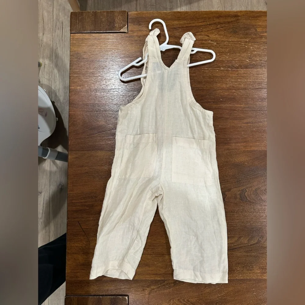 Cairn boho Cream Sleeveless Jumpsuit with Button Detail back 12-24mo